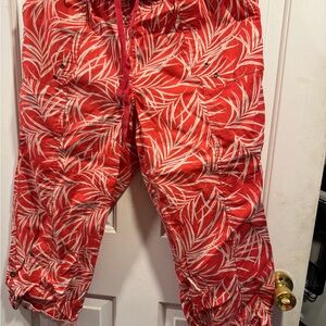 Women's Red Leaf Print Pants